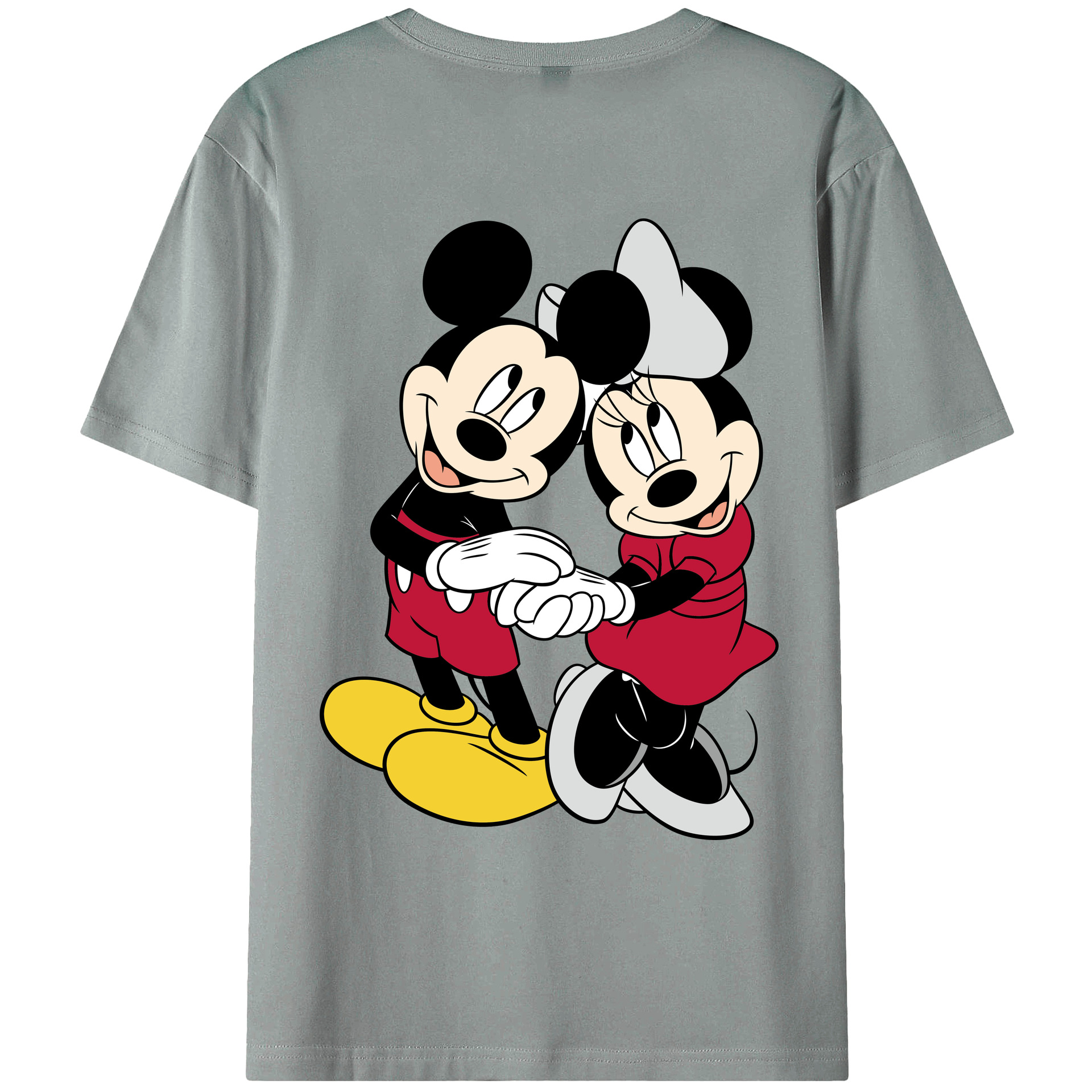ミッキーマウス Mickey Mouse 綿100％ メンズ半袖Tシャツ（バックプリント） 通気性